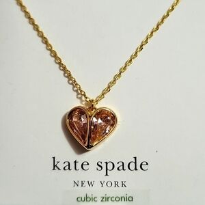 kate spade new york Pave' Gold Cubic Zirconia Heart Mini Pendant Necklace, 16+3